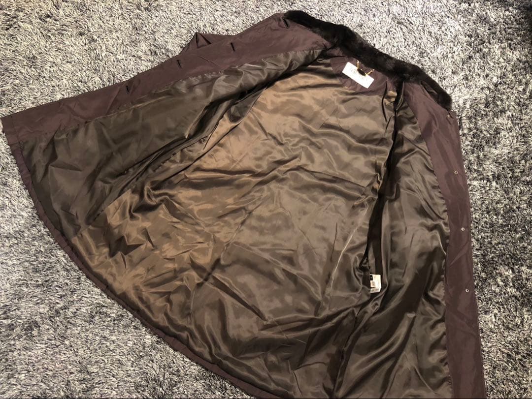 【極美品】BALMAIN バルマン　シルク100% コート　毛皮　ファー