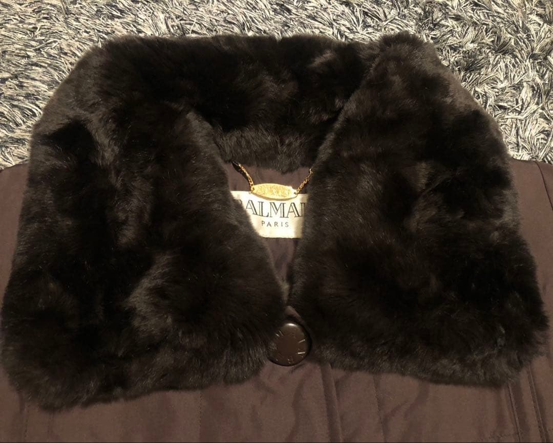 【極美品】BALMAIN バルマン　シルク100% コート　毛皮　ファー
