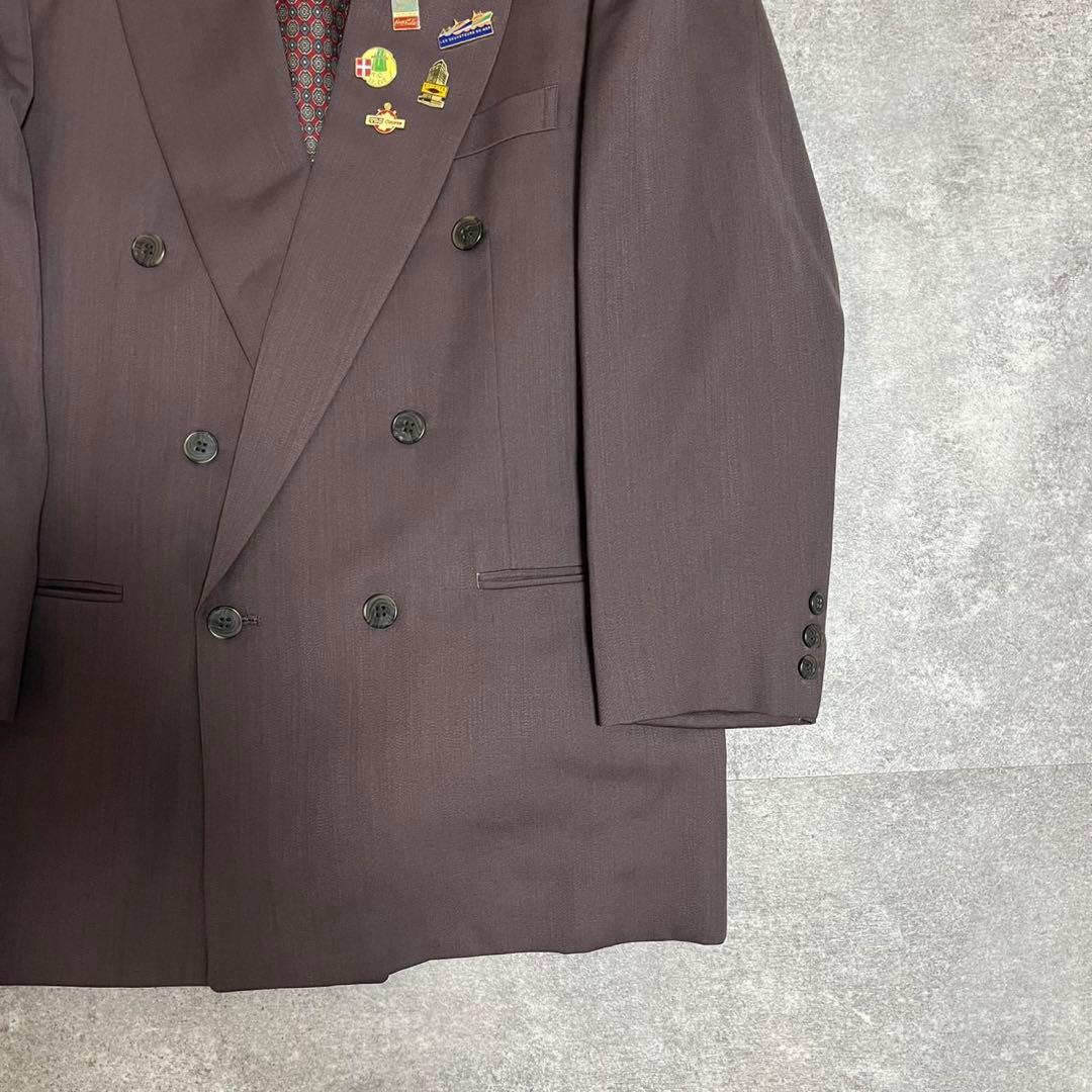 【vintage】セットアップ ダブルスーツ 成人式 ピンズ　ネクタイ　パープル