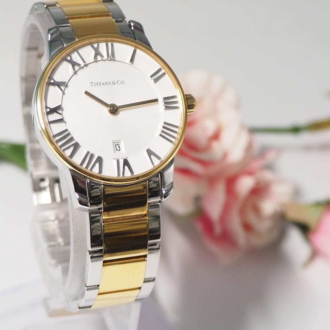 美品 ティファニー TIFFANY アトラスドーム コンビ 腕時計 箱 H237