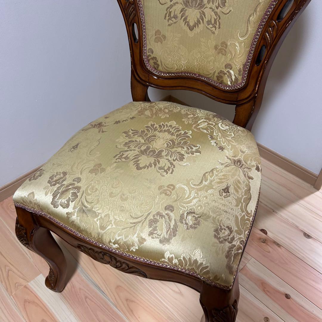 【美品】アンティーク 高級家具　イタリア製 ダイニングチェア　天然木　2脚セット