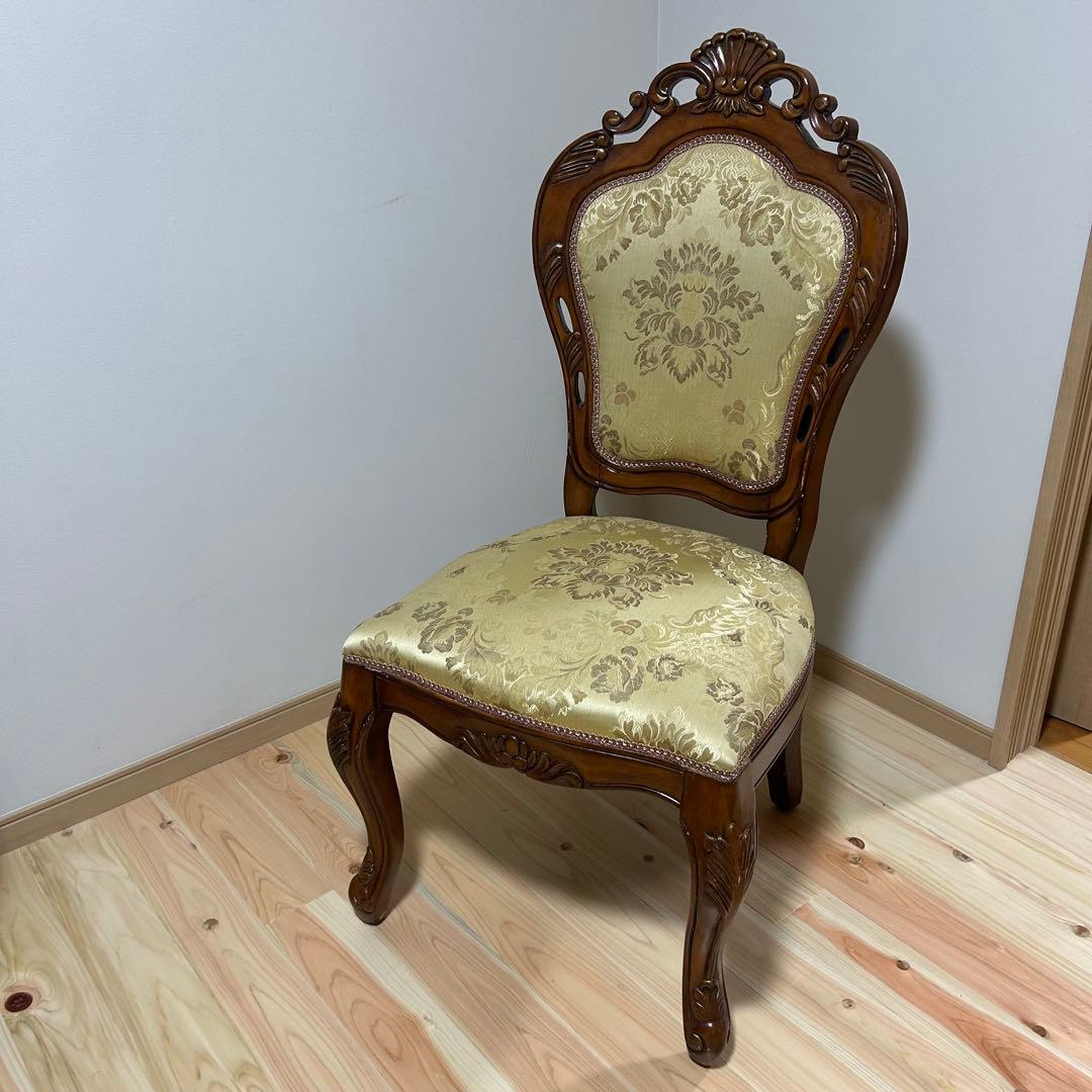 【美品】アンティーク 高級家具　イタリア製 ダイニングチェア　天然木　2脚セット