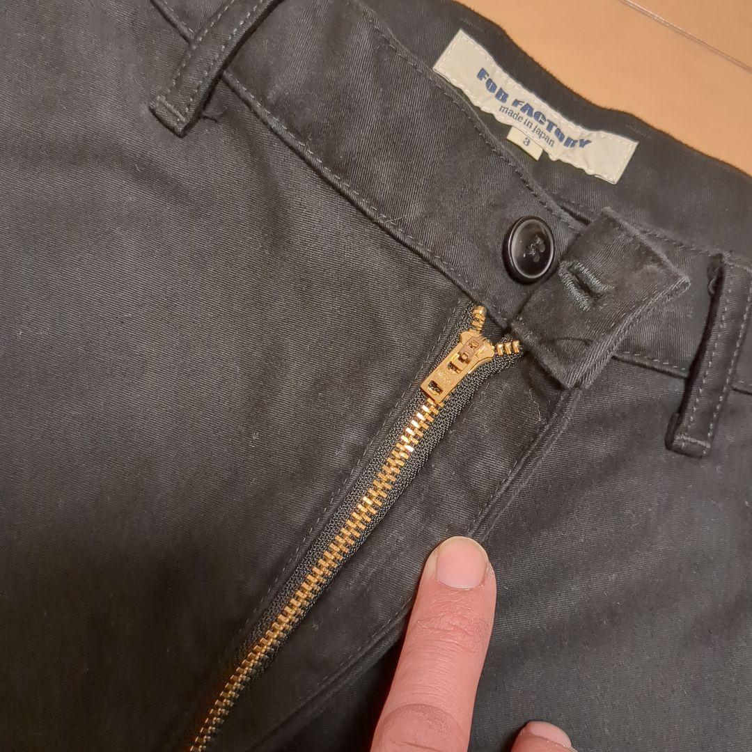 FOB FACTORY モールスキントラウザーズパンツ サイズ3　ブラック