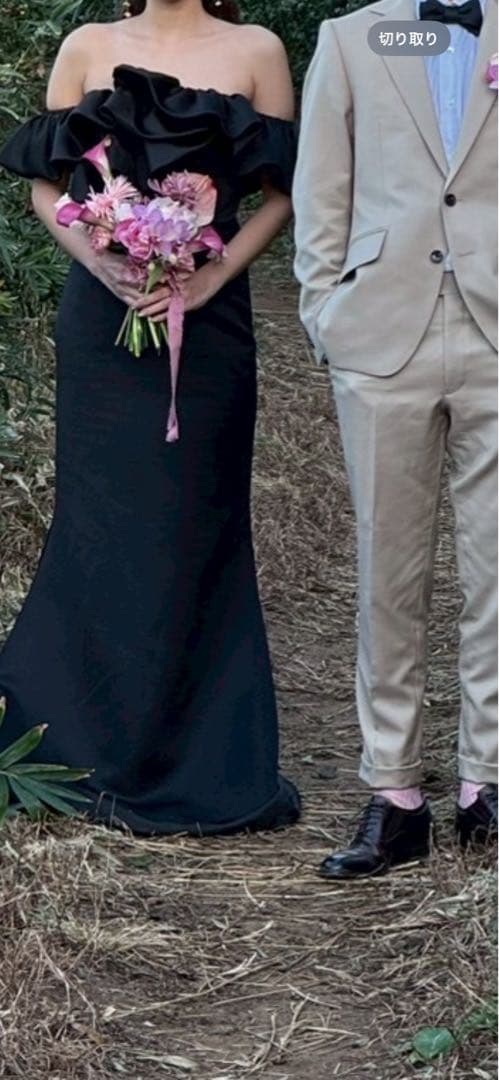 ドレスプロダクション　オフショルダーフリルマーメイドドレス ブラック