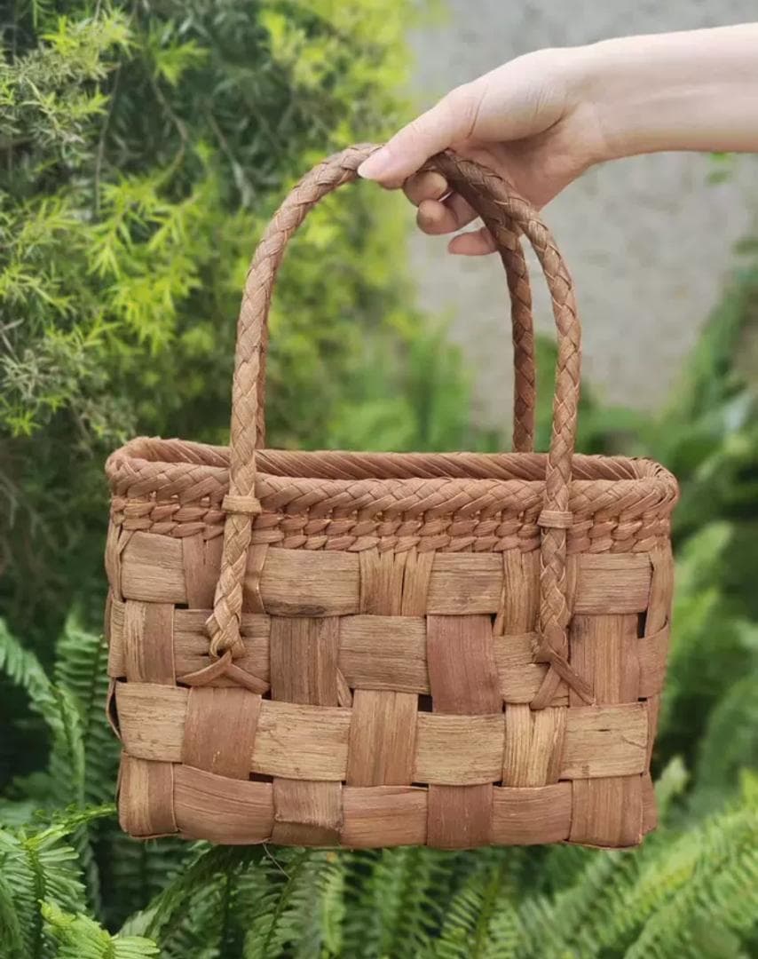 山葡萄 山葡萄籠バッグ 網代編み 手作り 籠 手提げ 内布付き