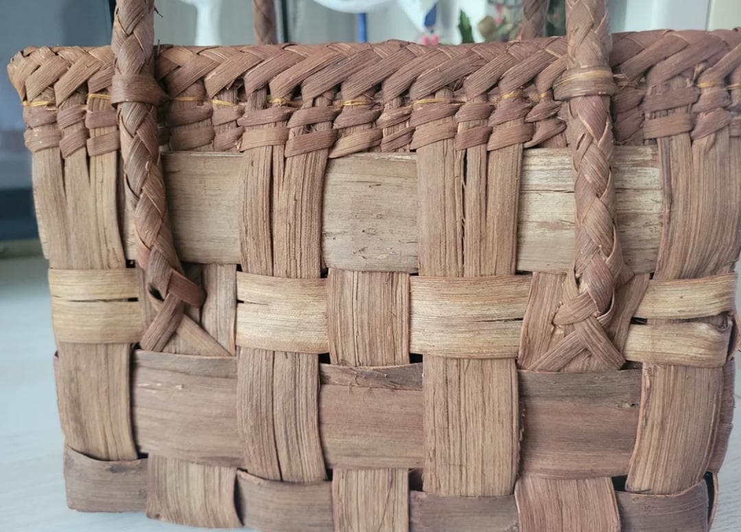 山葡萄 山葡萄籠バッグ 網代編み 手作り 籠 手提げ 内布付き