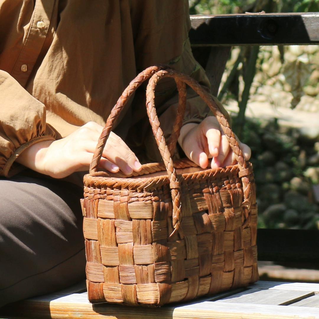 山葡萄 山葡萄籠バッグ 網代編み 手作り 籠 手提げ 内布付き