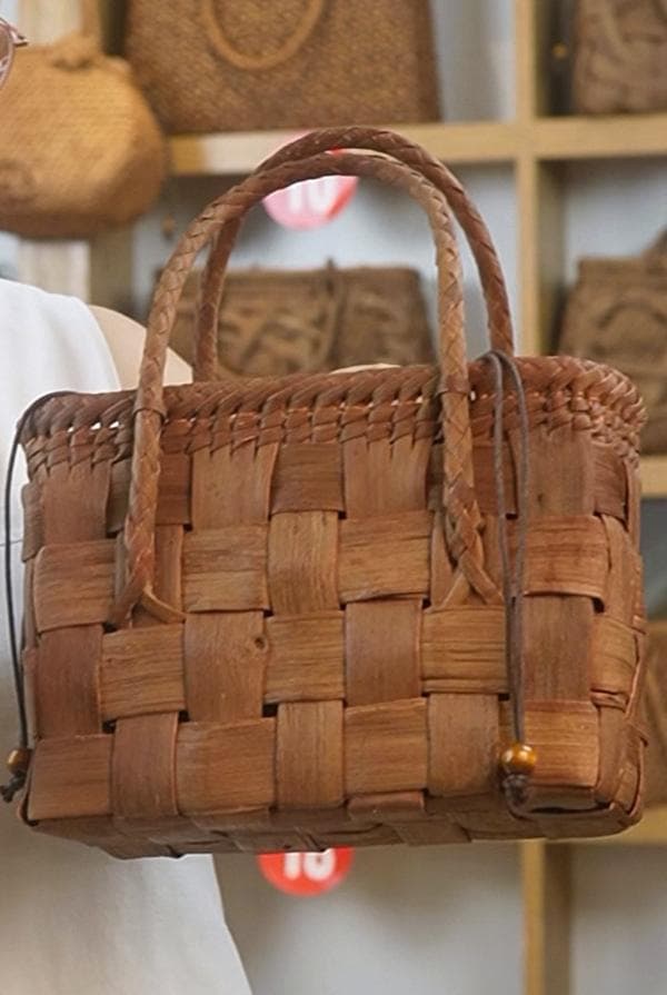 山葡萄 山葡萄籠バッグ 網代編み 手作り 籠 手提げ 内布付き