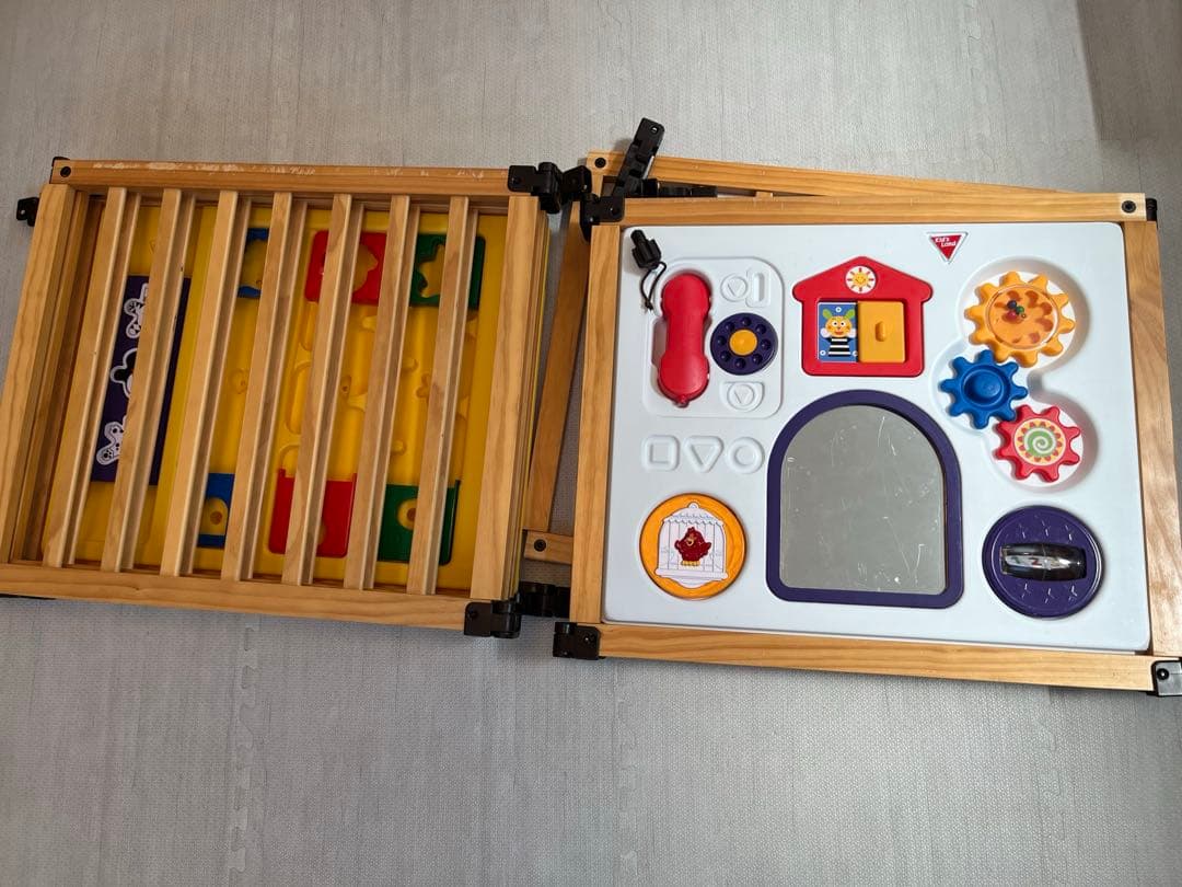 日本育児 木のミュージカルキッズランドDX 木製の折りたためるベビーサークル