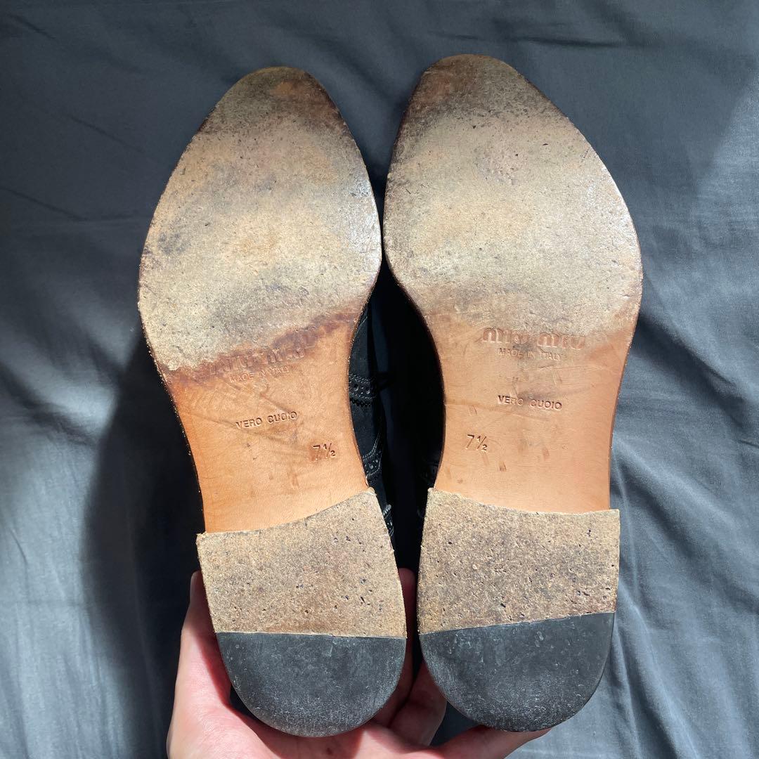 靴 00's miumiu wing tip shoes 7 1/2