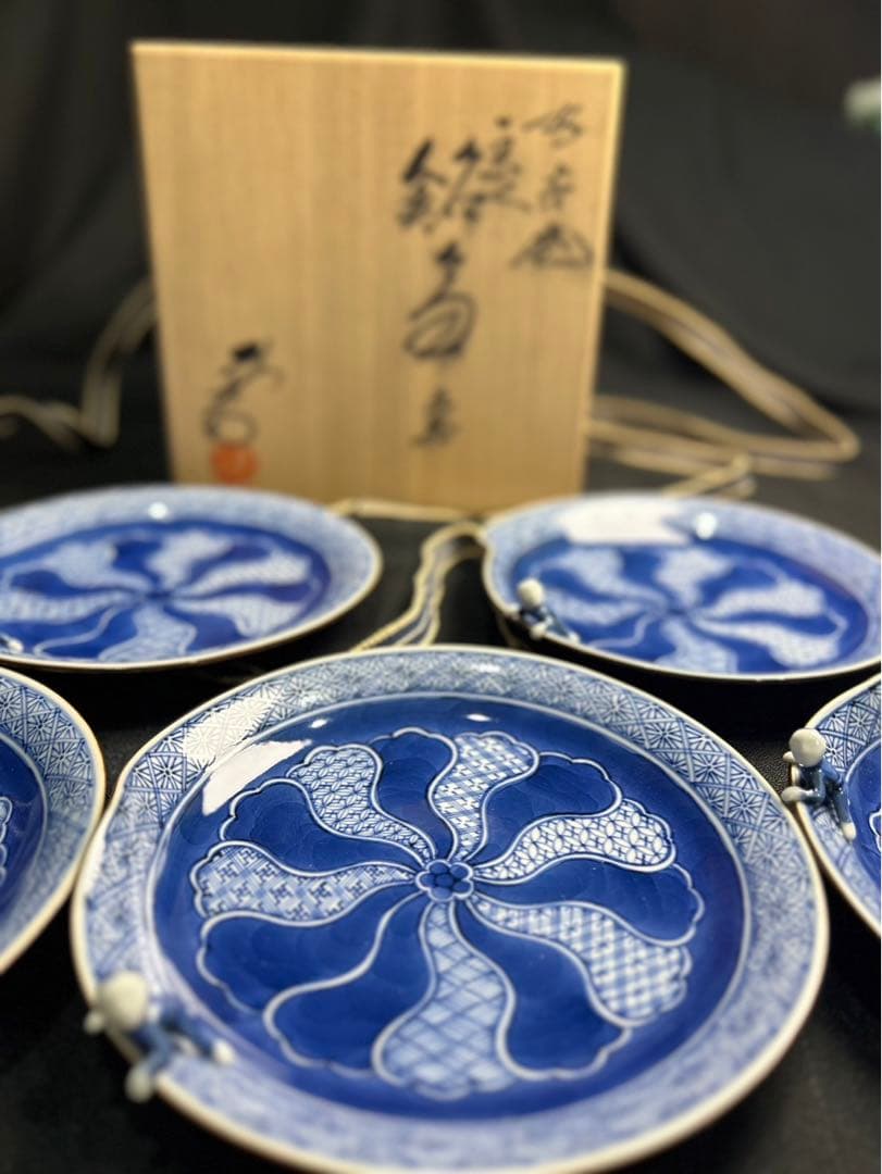 九谷焼　上出長右衛門窯　一閑人　銘々皿　5客