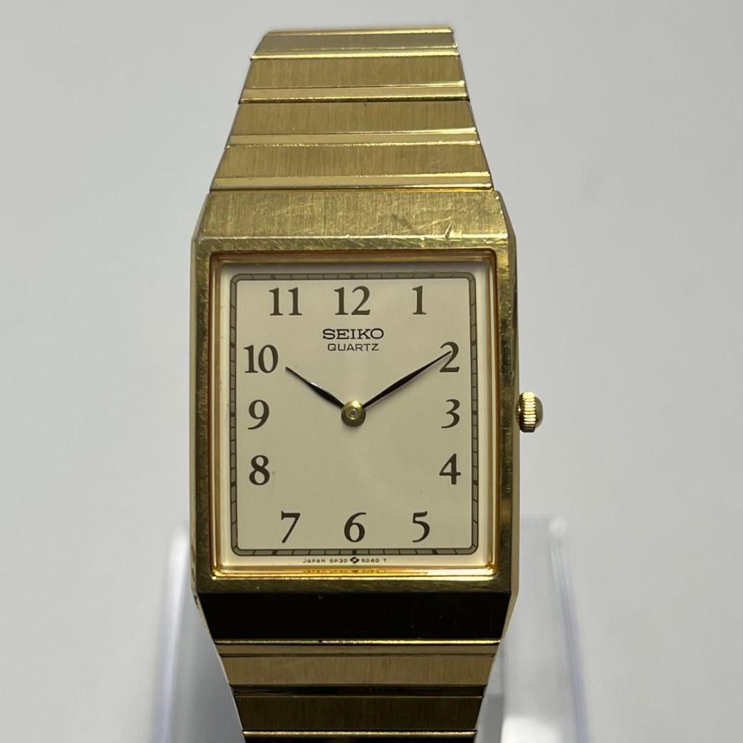 【美品・新品電池】セイコー SEIKO 5P30 クォーツ レクタンギュラー