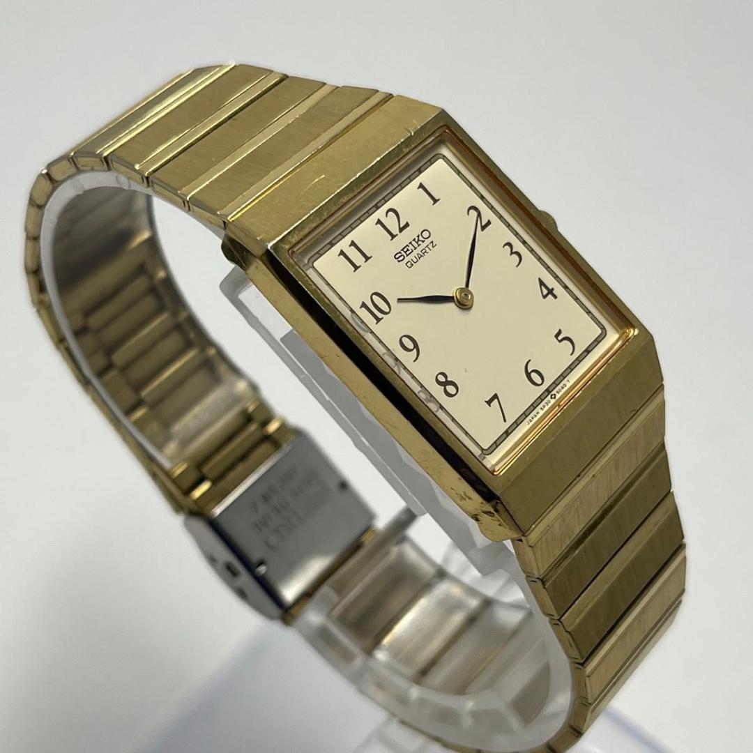 【美品・新品電池】セイコー SEIKO 5P30 クォーツ レクタンギュラー