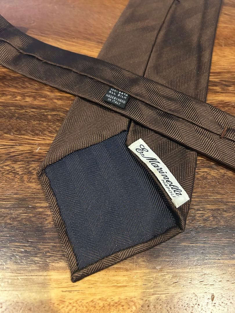 マリネッラ ブラウンヘリンボーンネクタイ