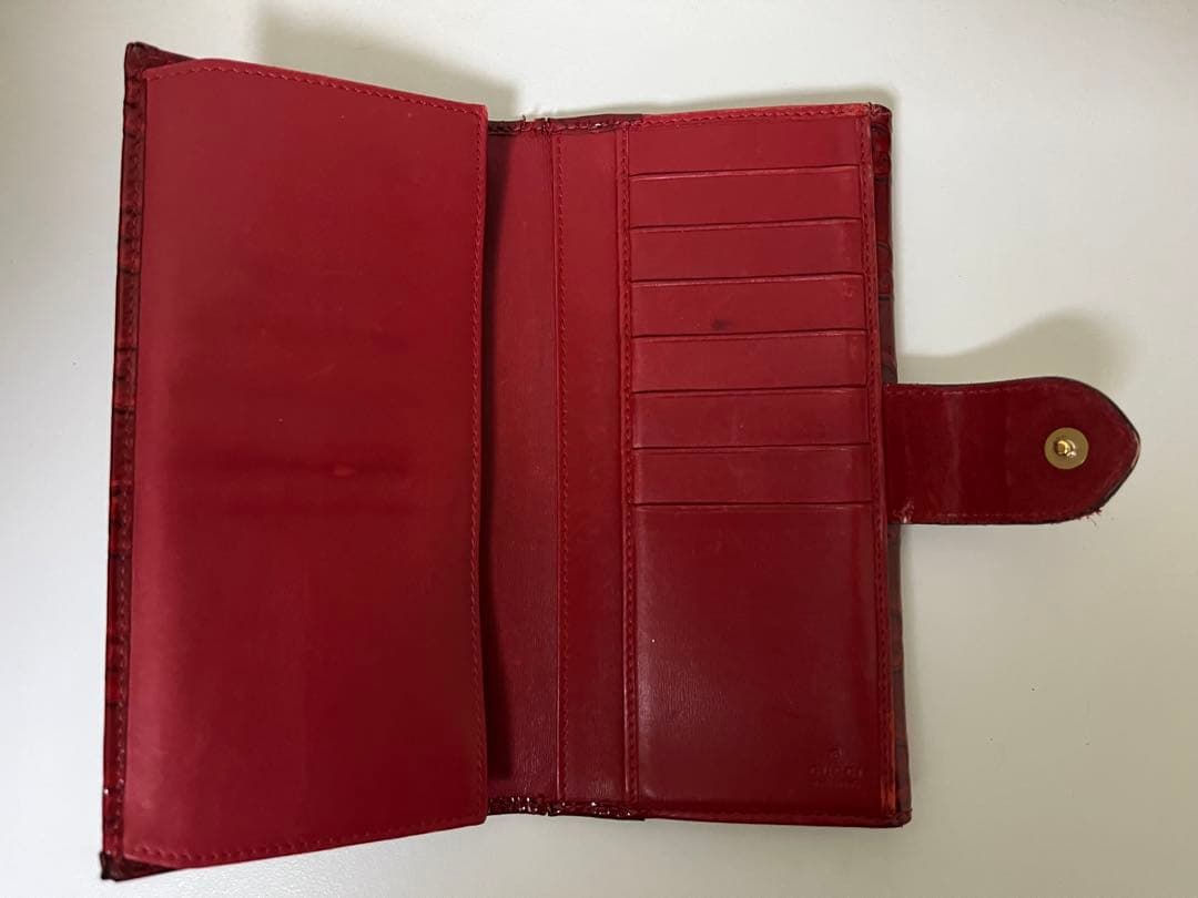 GUCCI ラブリーハート エナメル GG ゴールド金具 長財布