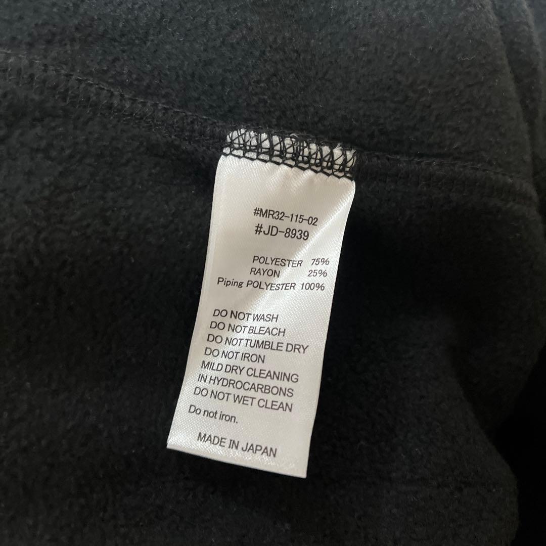 DANTON フリースノーカラージャケット　サイズ44 ブラック