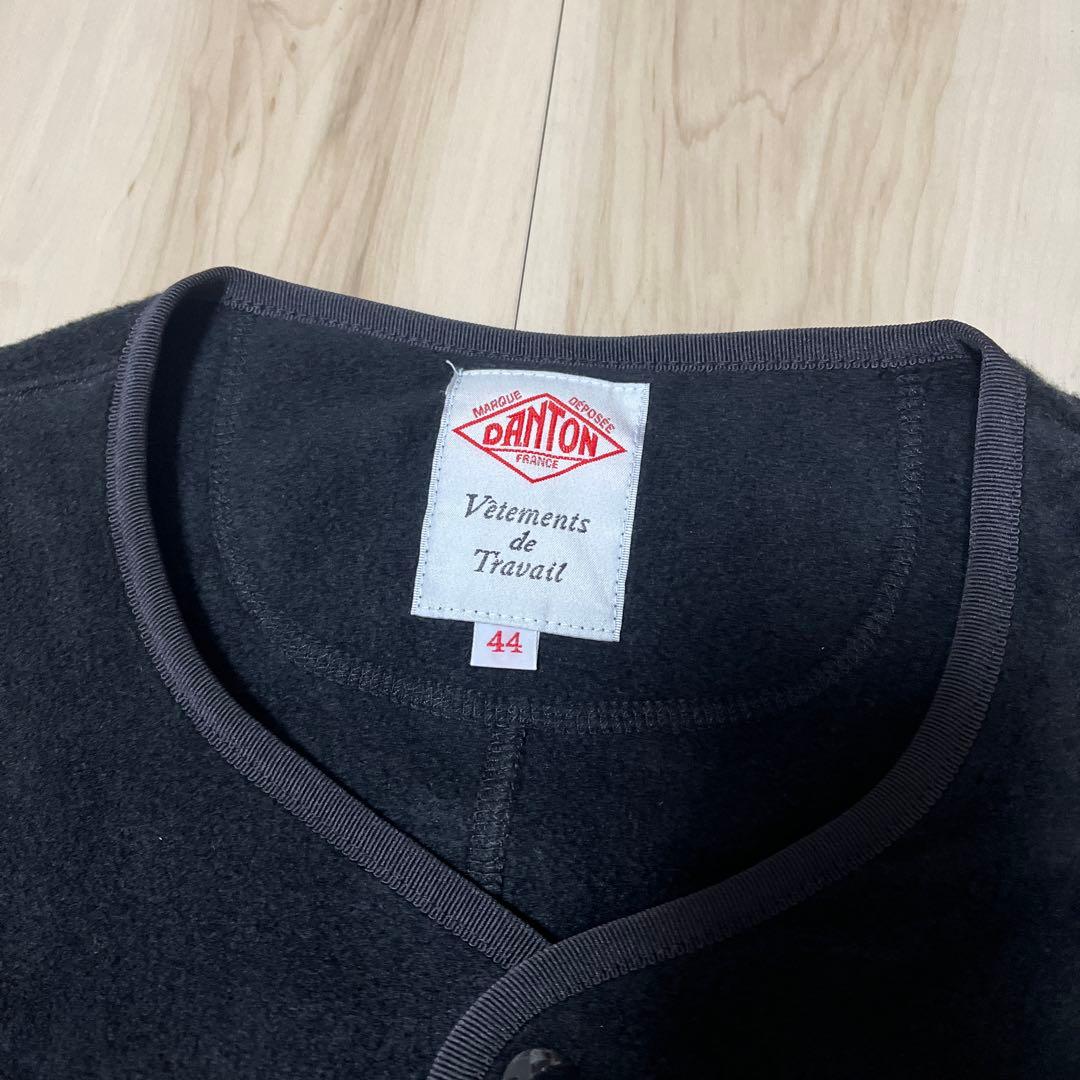 DANTON フリースノーカラージャケット　サイズ44 ブラック