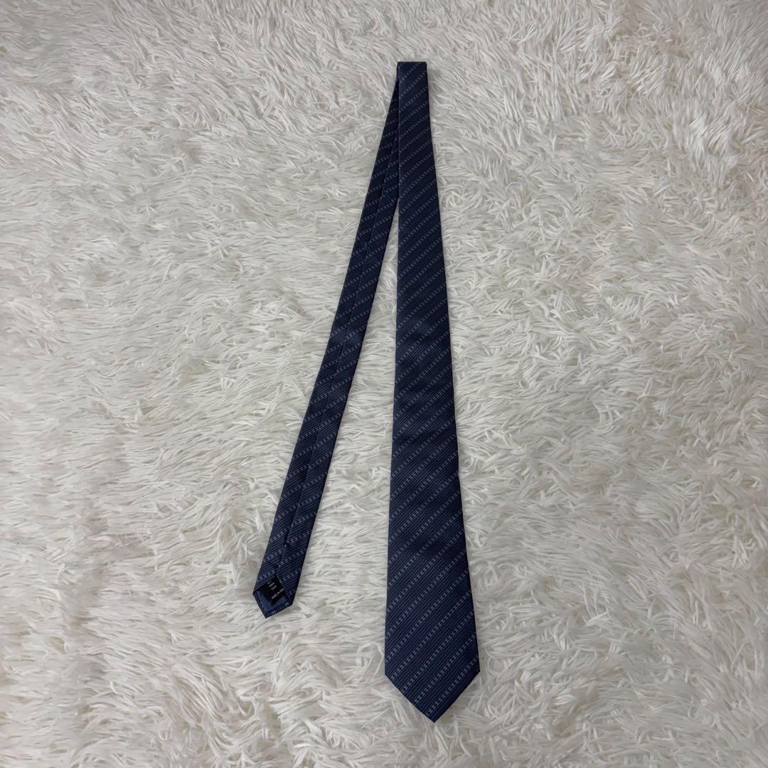 【現行】シャネル ネクタイ CC柄 ココマーク シルク100% ネイビー