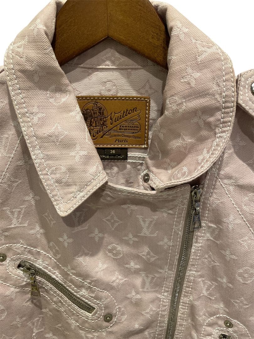 【Louis Vuitton 】ピンクデニムライダースジャケット 36