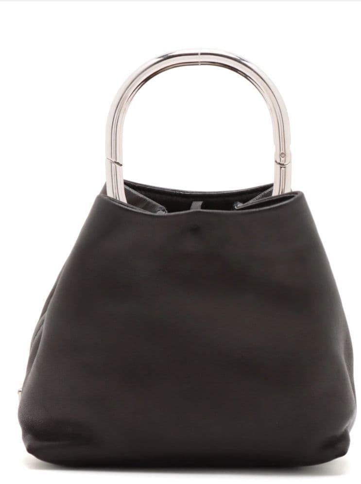 美品 シルクPRADA 黒 リングハンドル パーティーバッグ