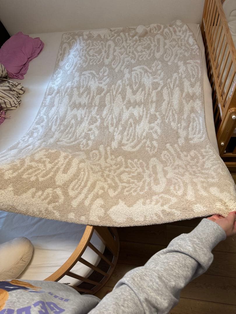 kashwére カシウエア ダマスク柄 クリーム色 ブランケット