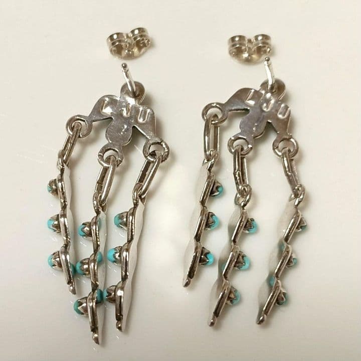 ♦1/29迄♦インディアンジュエリー スターリング ターコイズ ダングル ピアス