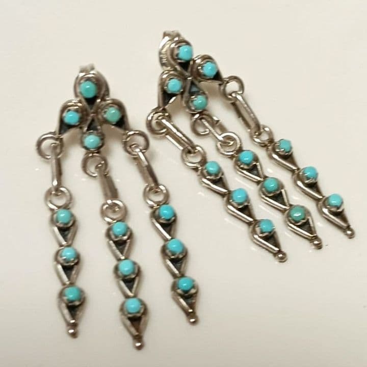 ♦1/29迄♦インディアンジュエリー スターリング ターコイズ ダングル ピアス