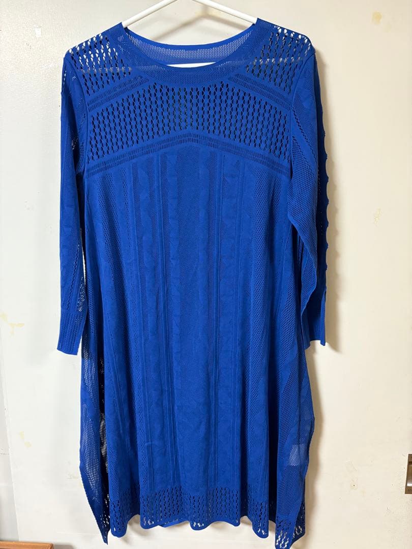 ヒロコビス プリモーディアルニットチュニック　ブルー　９号