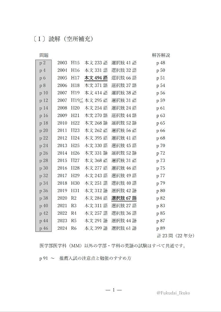 福岡大学の英語・国語・漢字（23か年）まとめ