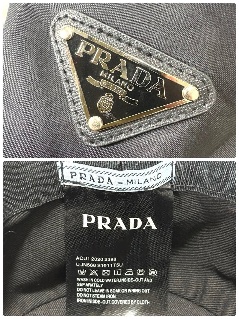 【美品】PRADA プラダ　三角プレート　ナイロン　バケットハット