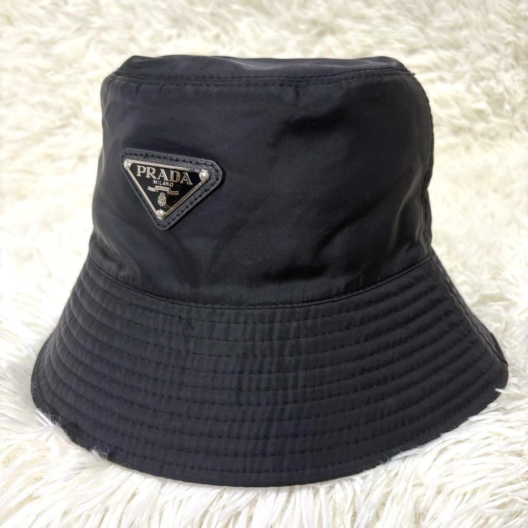 【美品】PRADA プラダ　三角プレート　ナイロン　バケットハット