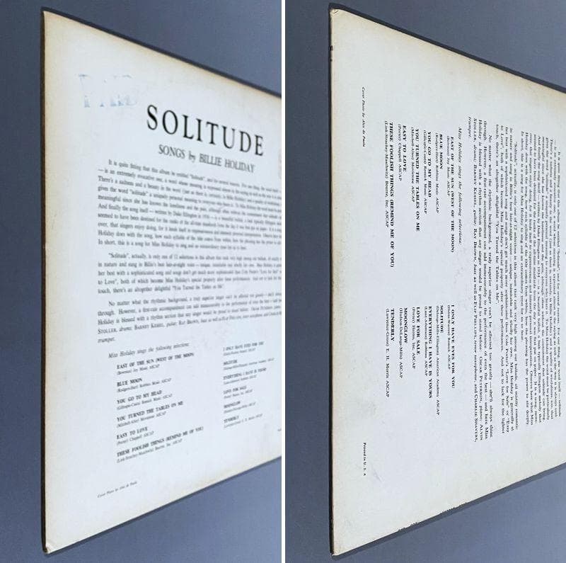 ★至高の逸品【USオリジナル／MONO／深溝】 ビリー・ホリデイ／ ソリチュード