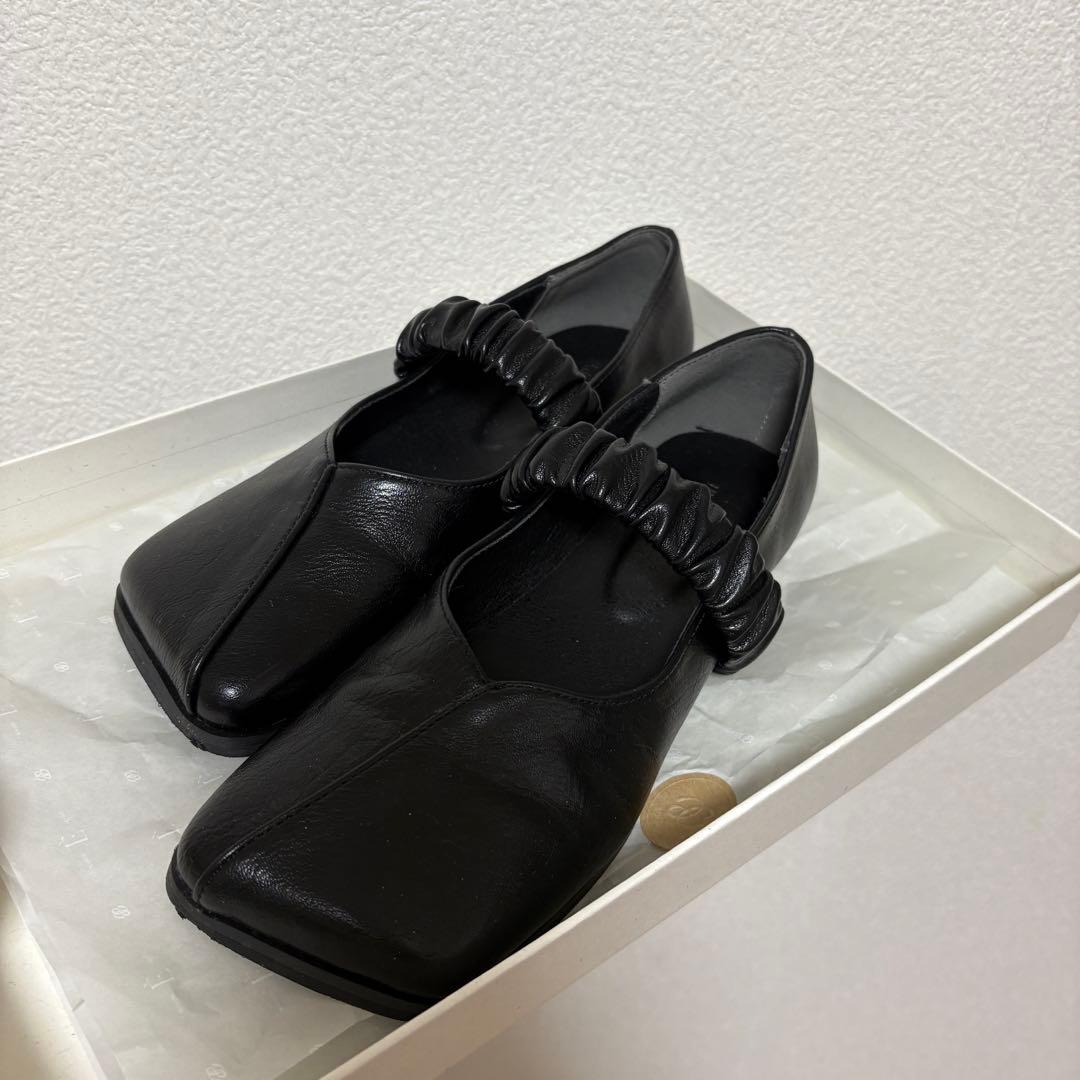 【SALE】Eaphi SQUARE TOE SHOES ブラック 36 靴