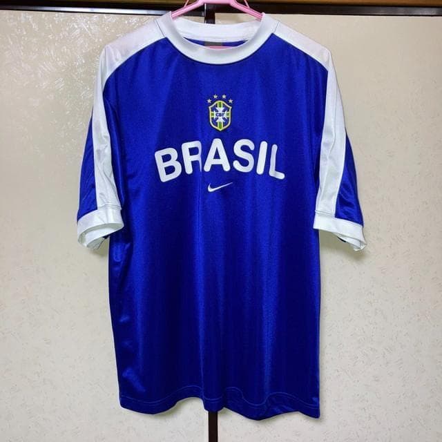 ナイキ ブラジル代表 2002 アウェー プラクティスシャツ 青 白 Lサイズ