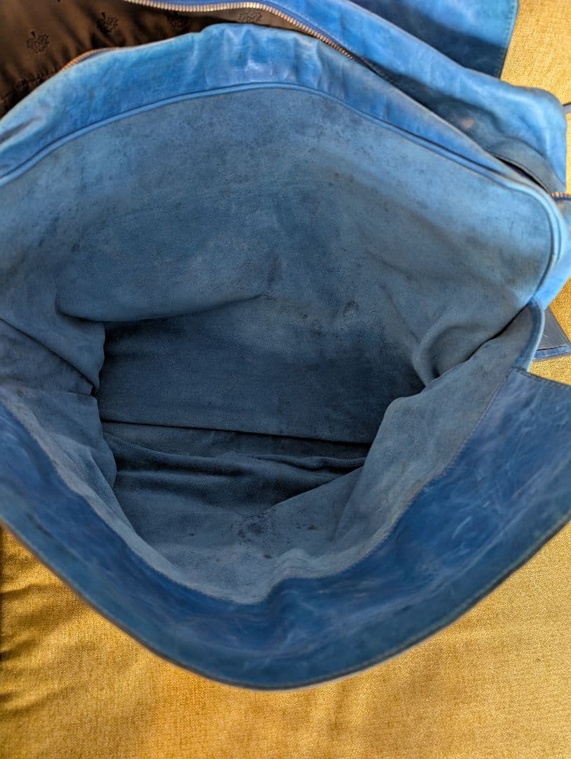 MULBERRY青いレザー ボストンバッグ 388085