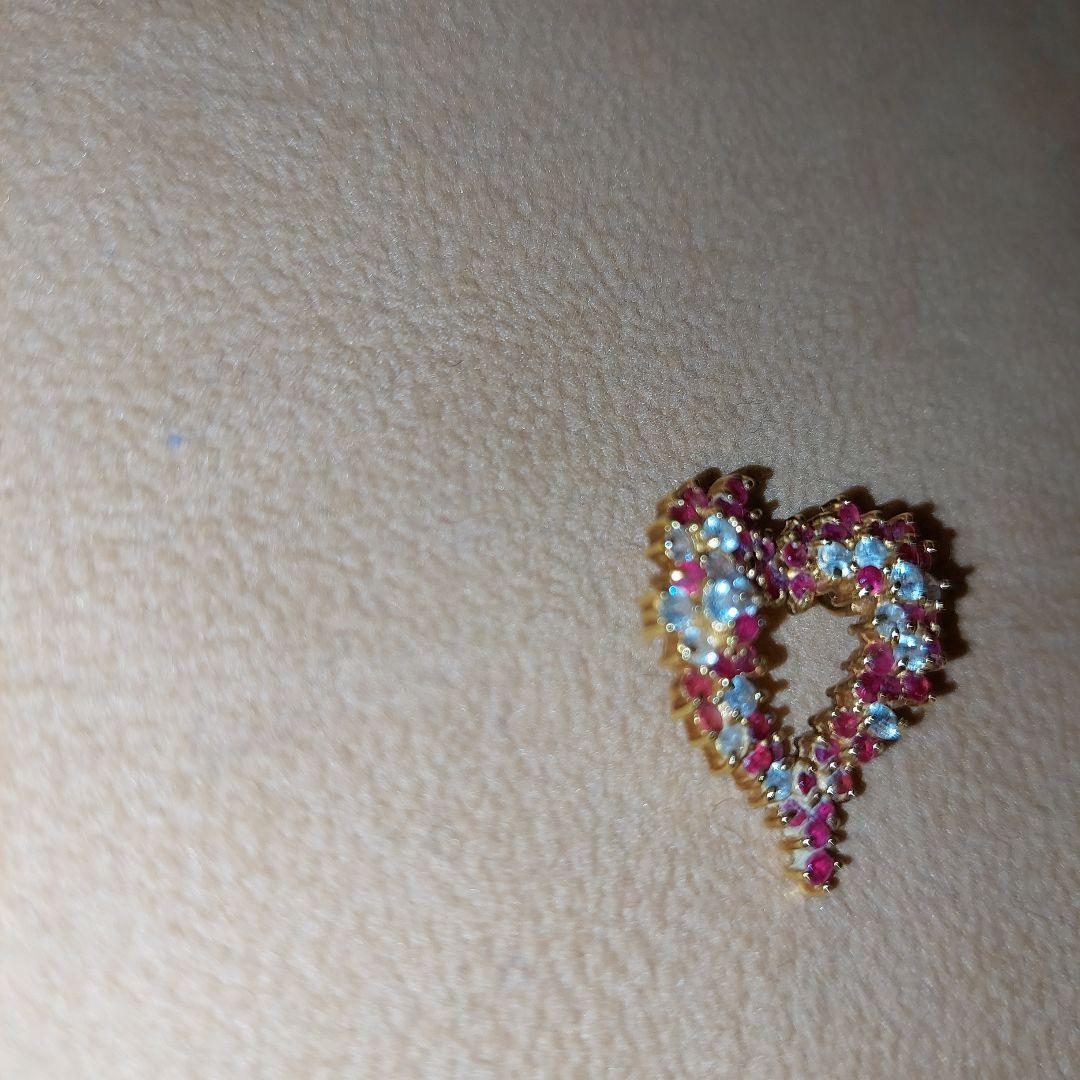 ハート型 18金ルビー&ホワイトサファイアトップピンク ホワイト4g