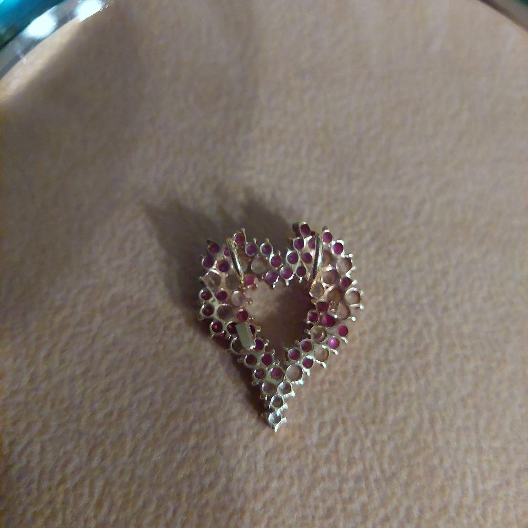 ハート型 18金ルビー&ホワイトサファイアトップピンク ホワイト4g