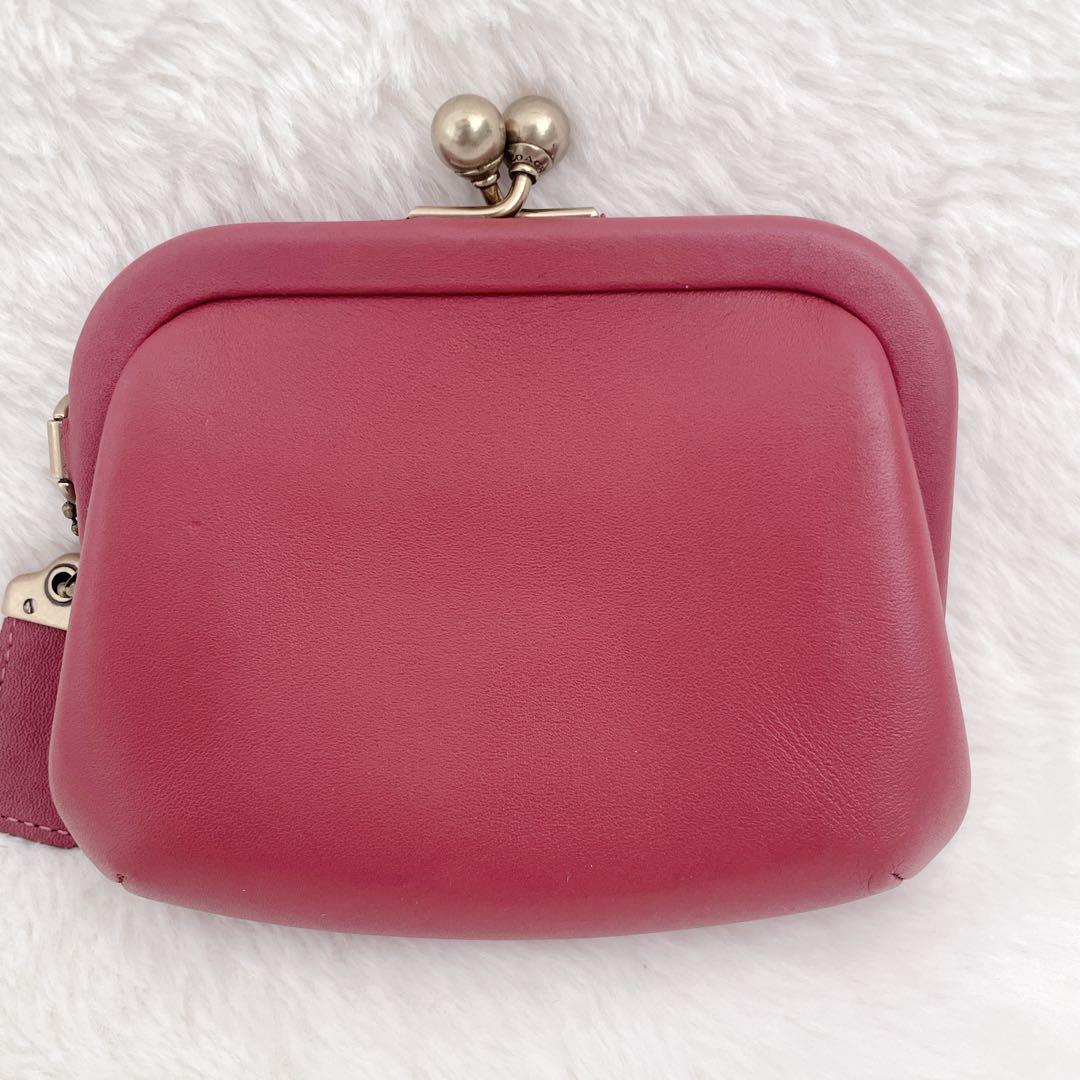 【激カワ】美品 COACH コーチ がま口 ミニ財布 ピンク ケース