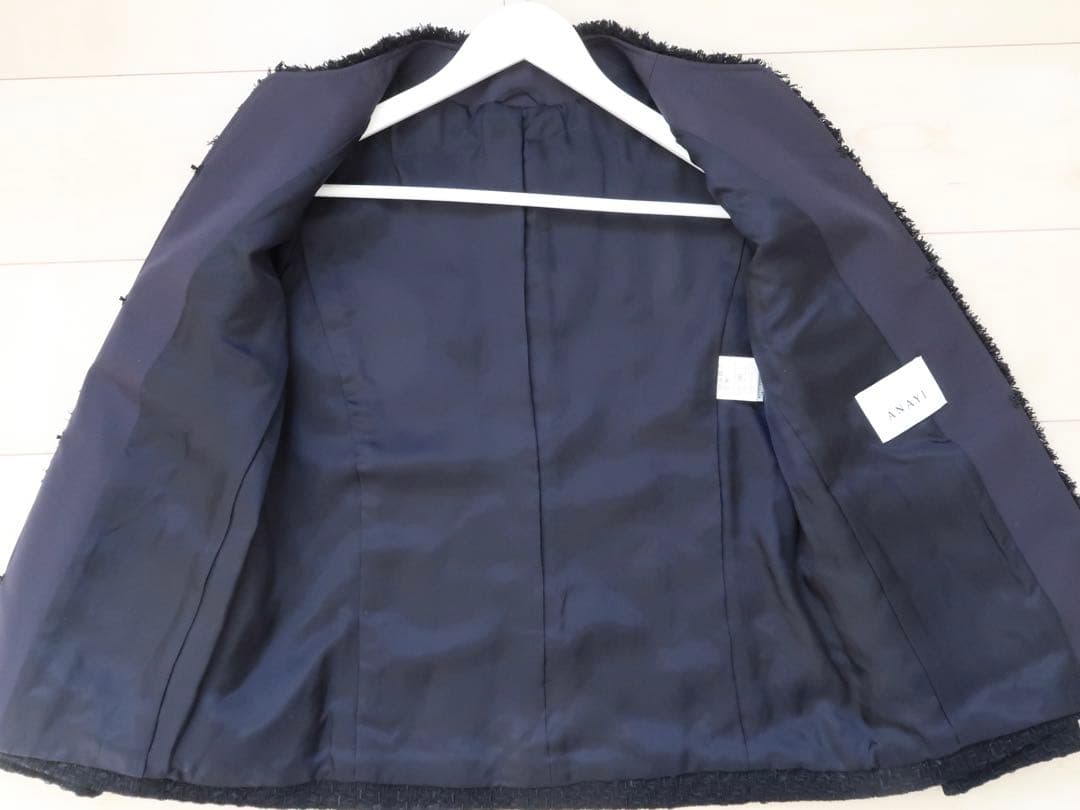 ANAYI 2024年 アナイ ミックスツイードロングノーカラージャケット 36