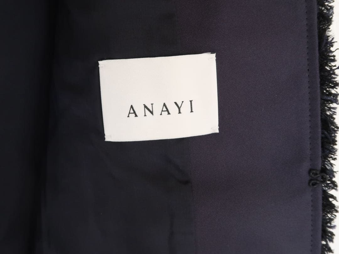 ANAYI 2024年 アナイ ミックスツイードロングノーカラージャケット 36