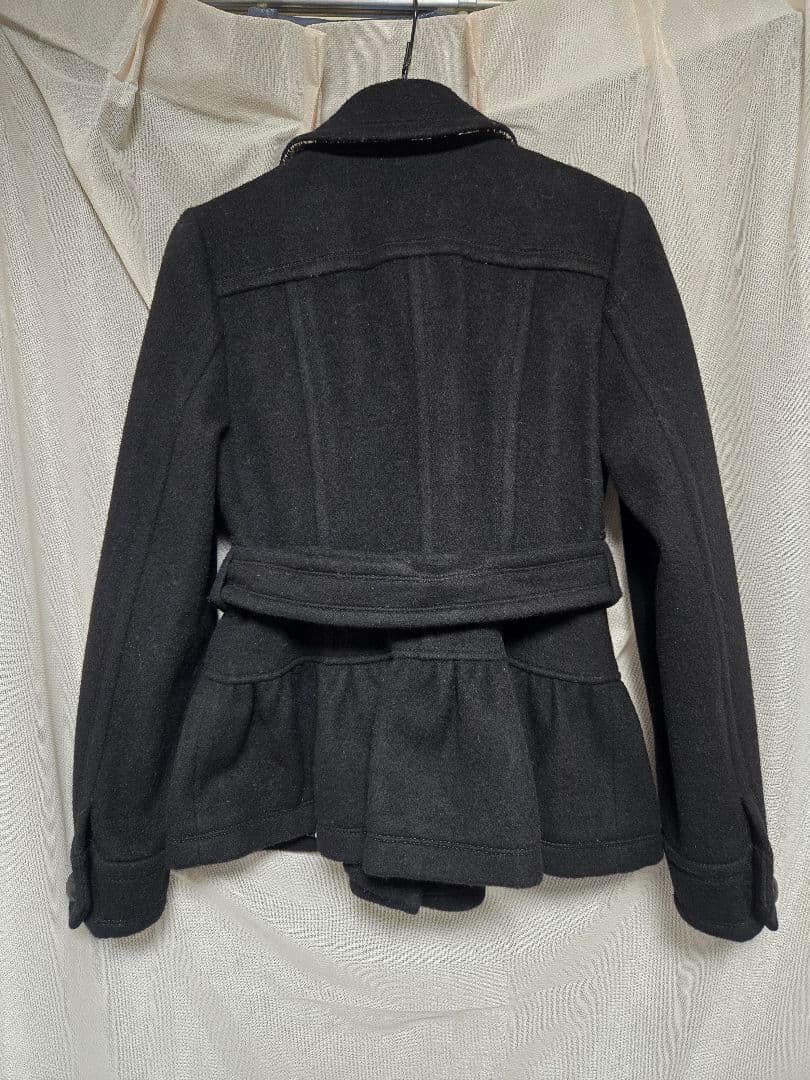 バーバリー・ブルーレーベル　ブラック ベルト付き ピーコート　38