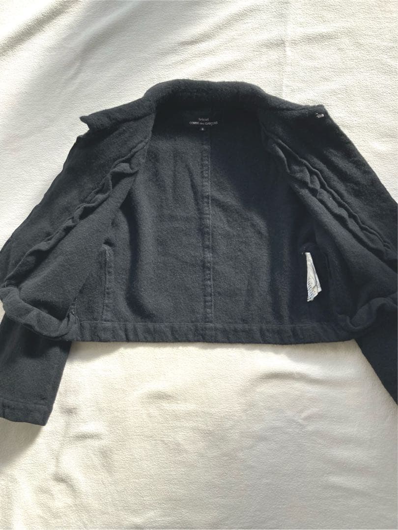 トリココムデギャルソン　ウール縮絨　丸襟　ジャケット　ブラック　サイズS 美品