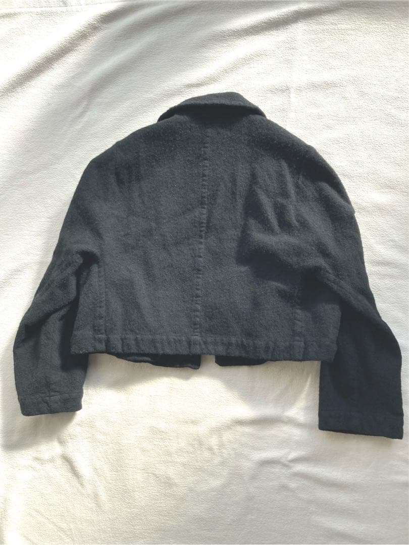 トリココムデギャルソン　ウール縮絨　丸襟　ジャケット　ブラック　サイズS 美品