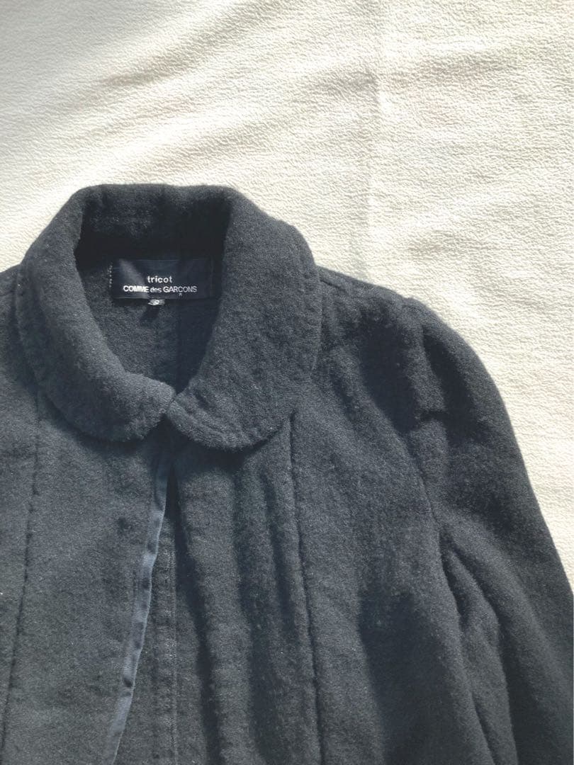 トリココムデギャルソン　ウール縮絨　丸襟　ジャケット　ブラック　サイズS 美品