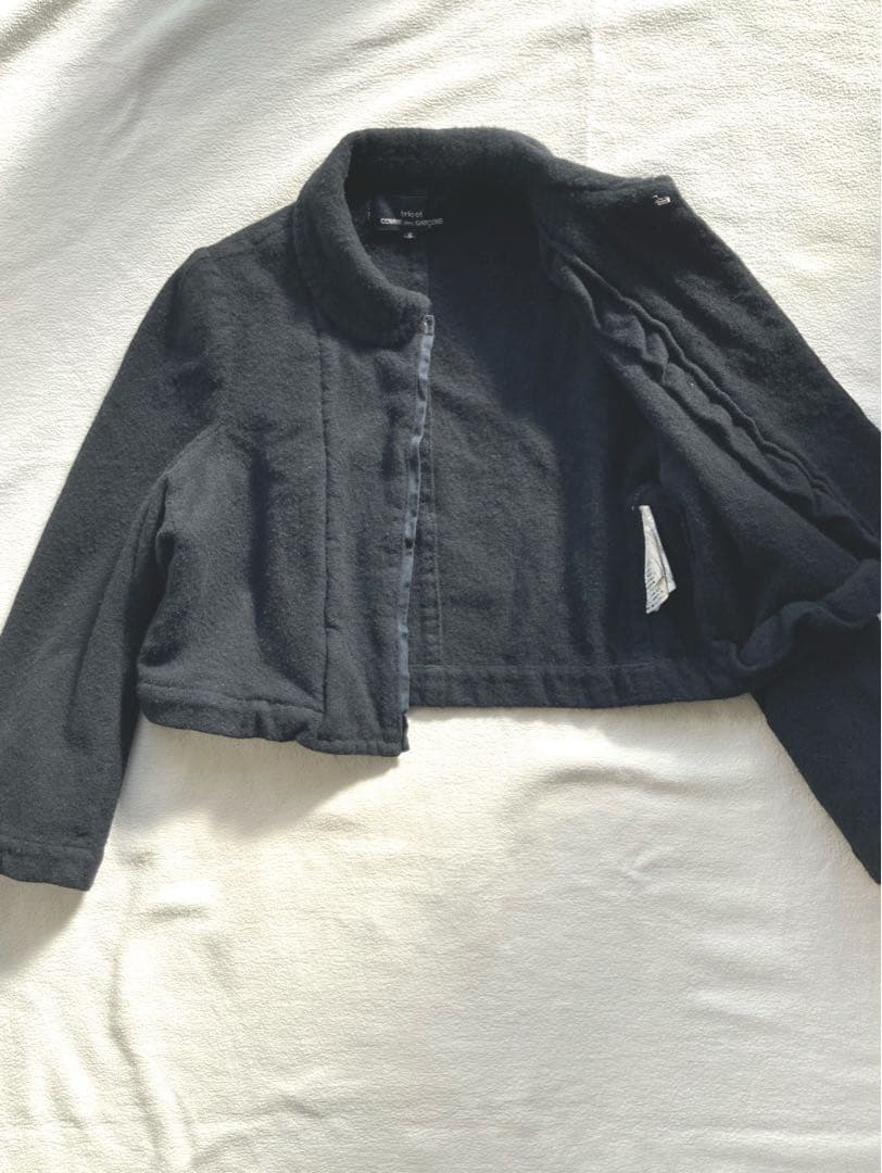 トリココムデギャルソン　ウール縮絨　丸襟　ジャケット　ブラック　サイズS 美品