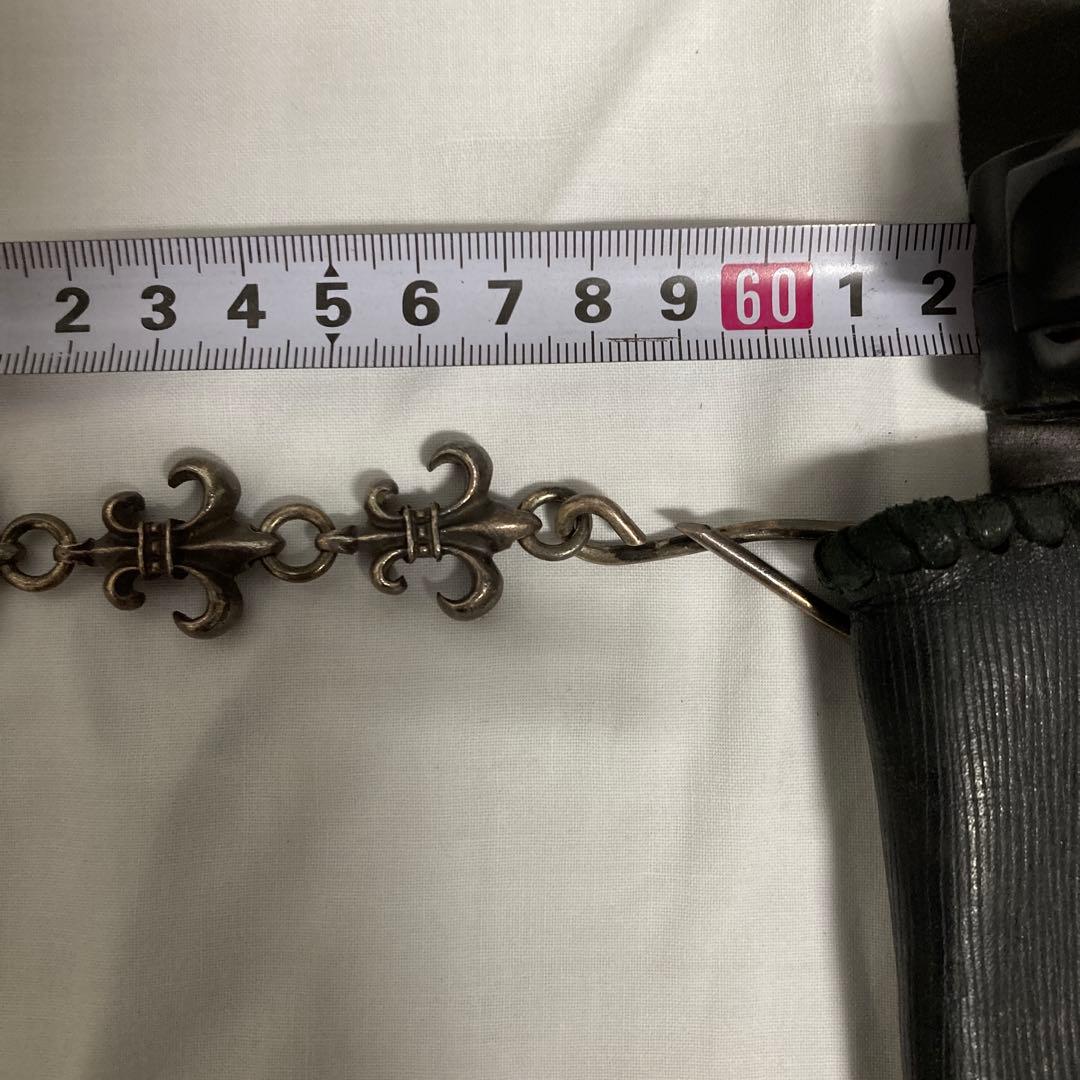 送料込み　黒 レザー シルバーウォレットチェーン　財布