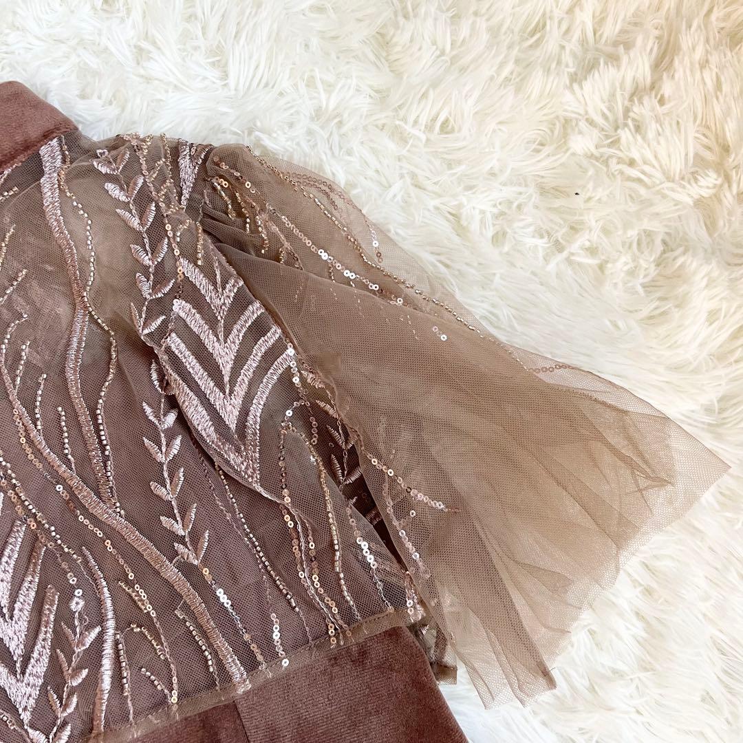 美品　LEJA ケープ風スパンコール刺繍ボレロマーメイドキャミワンピース　レジャ