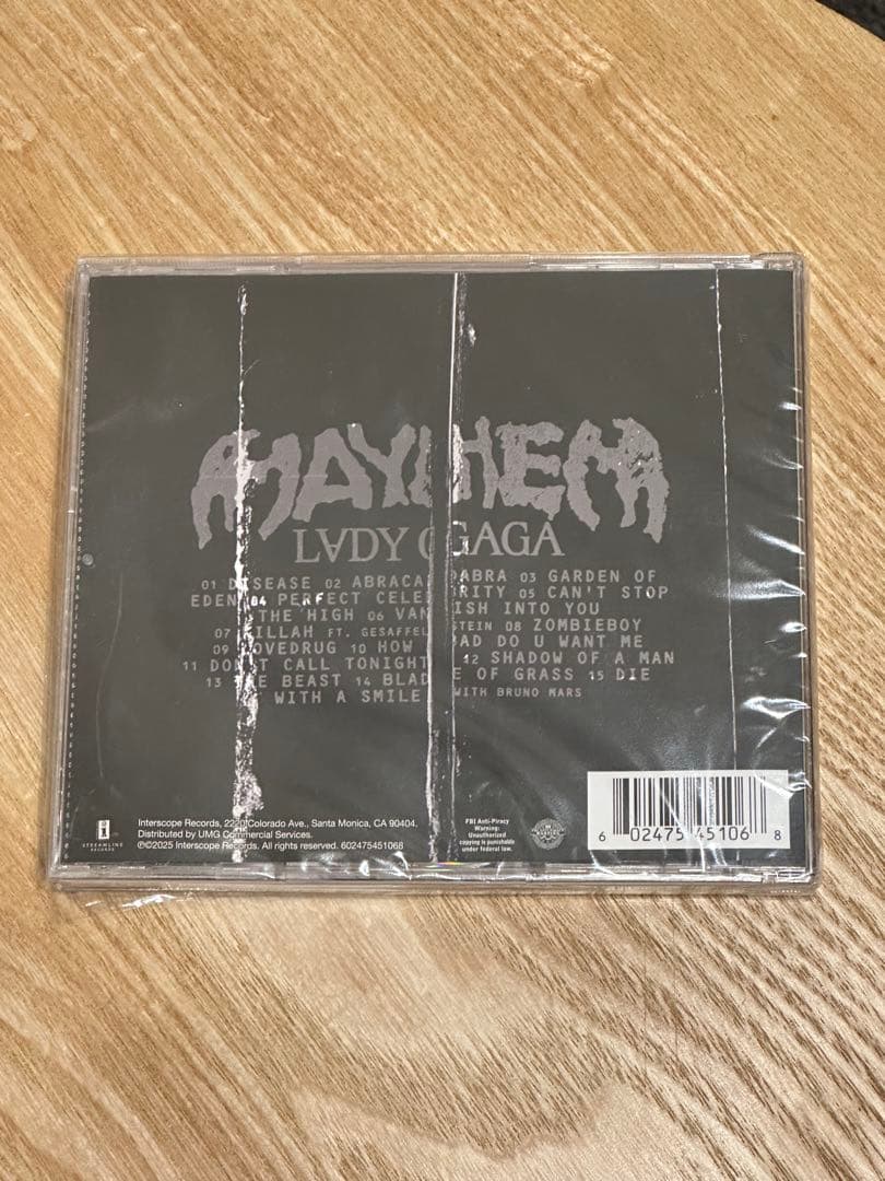 lady gaga MAYHEM CDサインアートカード