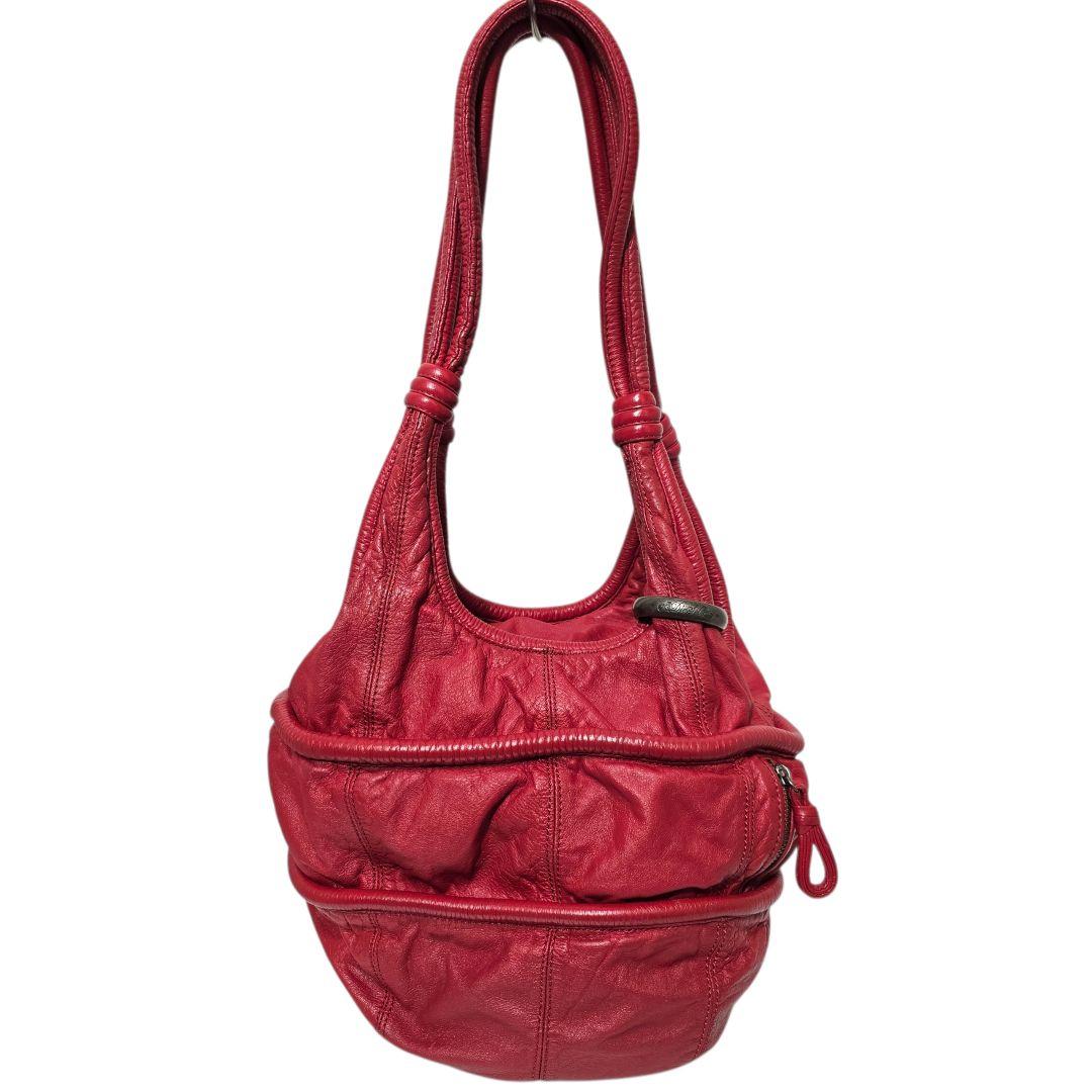 バッグ Diesel 2000s Red Leather Shoulder Bag