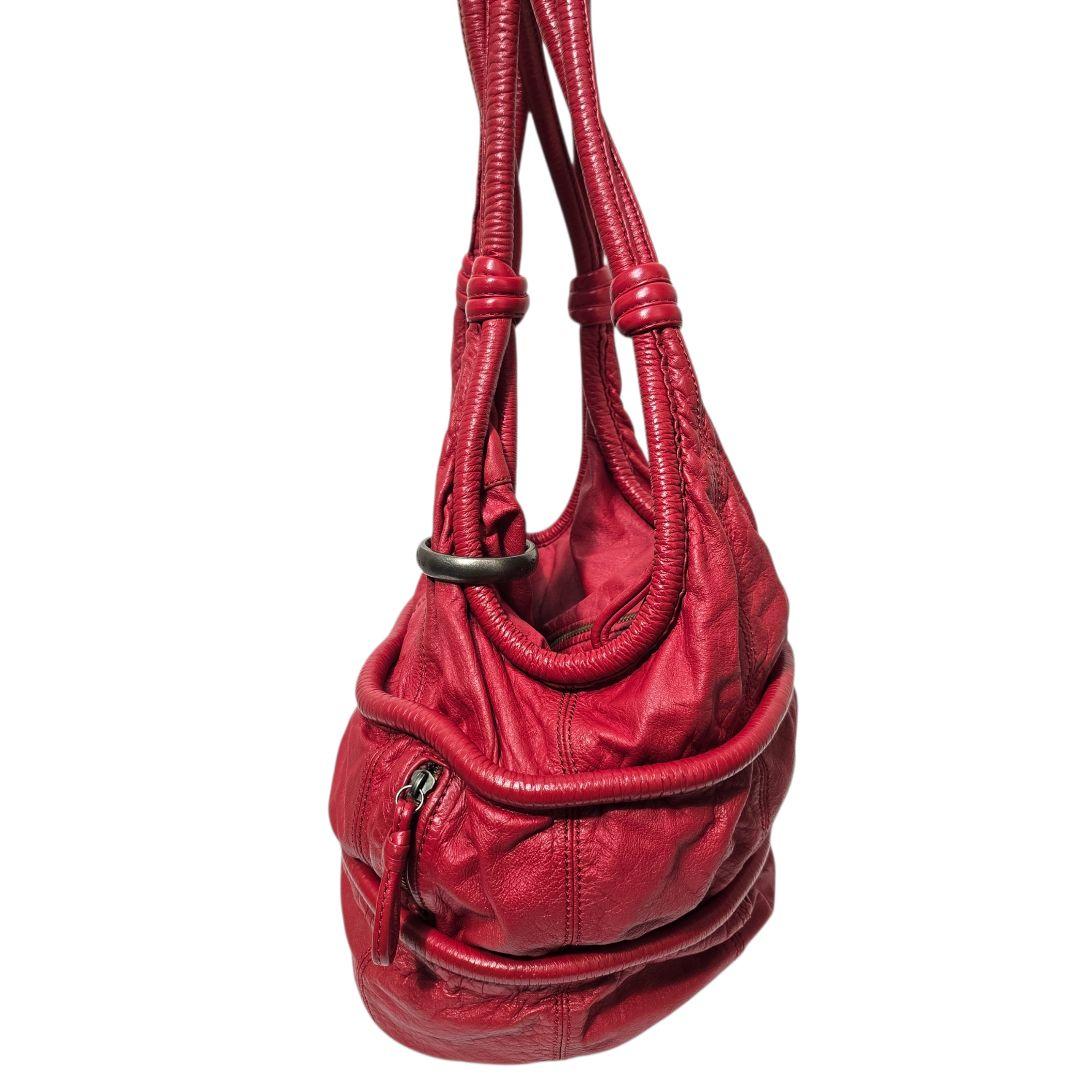 バッグ Diesel 2000s Red Leather Shoulder Bag